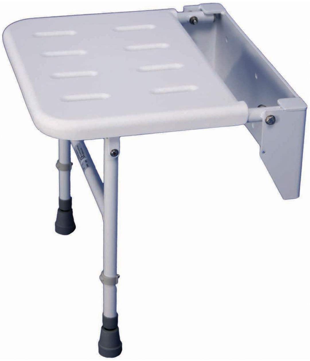 Aidapt Solo Standard Shower Seat with Legs Wall Mounted,Drop Down,Fold Flat Against Wall,Clip On/Off seat,Adjustable,Compact,Space Saver,Elderly,Disabled,Pregnant,FIXING SCREWS NOT SUPPLIED