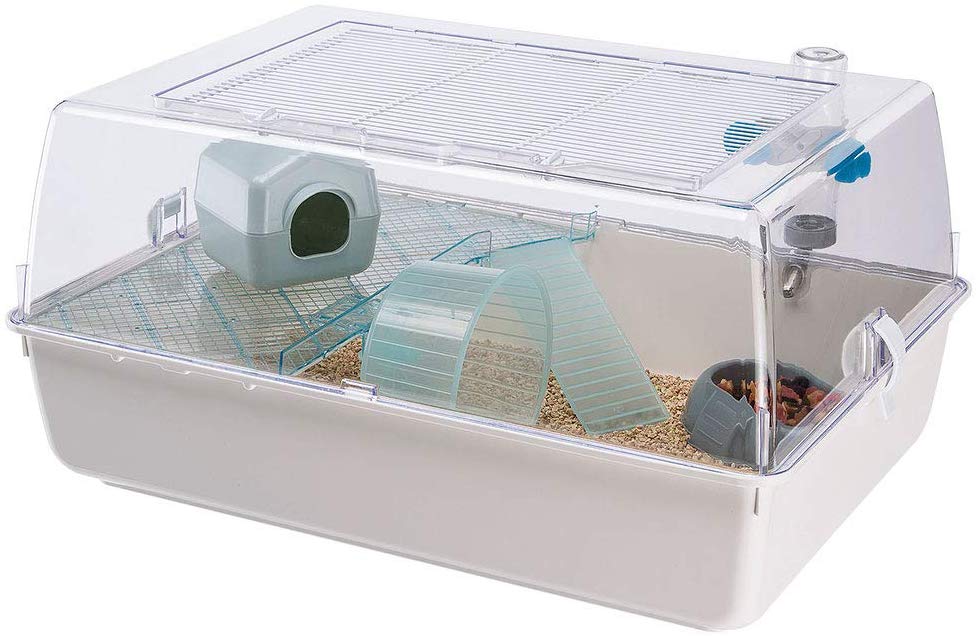 Ferplast MINI DUNA HAMSTER Compact Hamster Cage, Ventilated Multi-Level Habitat with Interactive Transparent Top