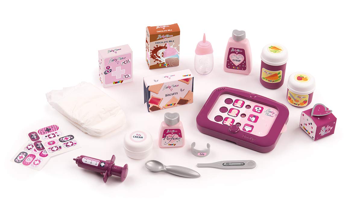 Smoby - Baby Nurse - Electronic Nursery - for Dolls and Dolls - 24 Accessories + 1 Doll Pee Function - 220347, Pink - Image 2