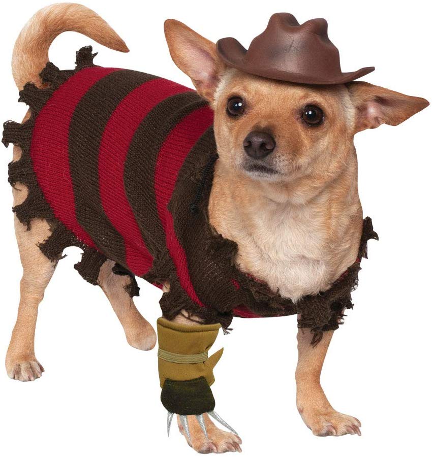 Rubie's unisex adult Costume, Official Rubie s A Nightmare on Elm Street Freddy Krueger Halloween Pet Dog Costume Size Medium