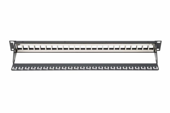 Digitus RAL 9005 Patch Panel Housing 1HE for Keystone Module 24-Port / 48.3 cm / 19 Inch for RJ45 and LWL Modules Black - Image 2