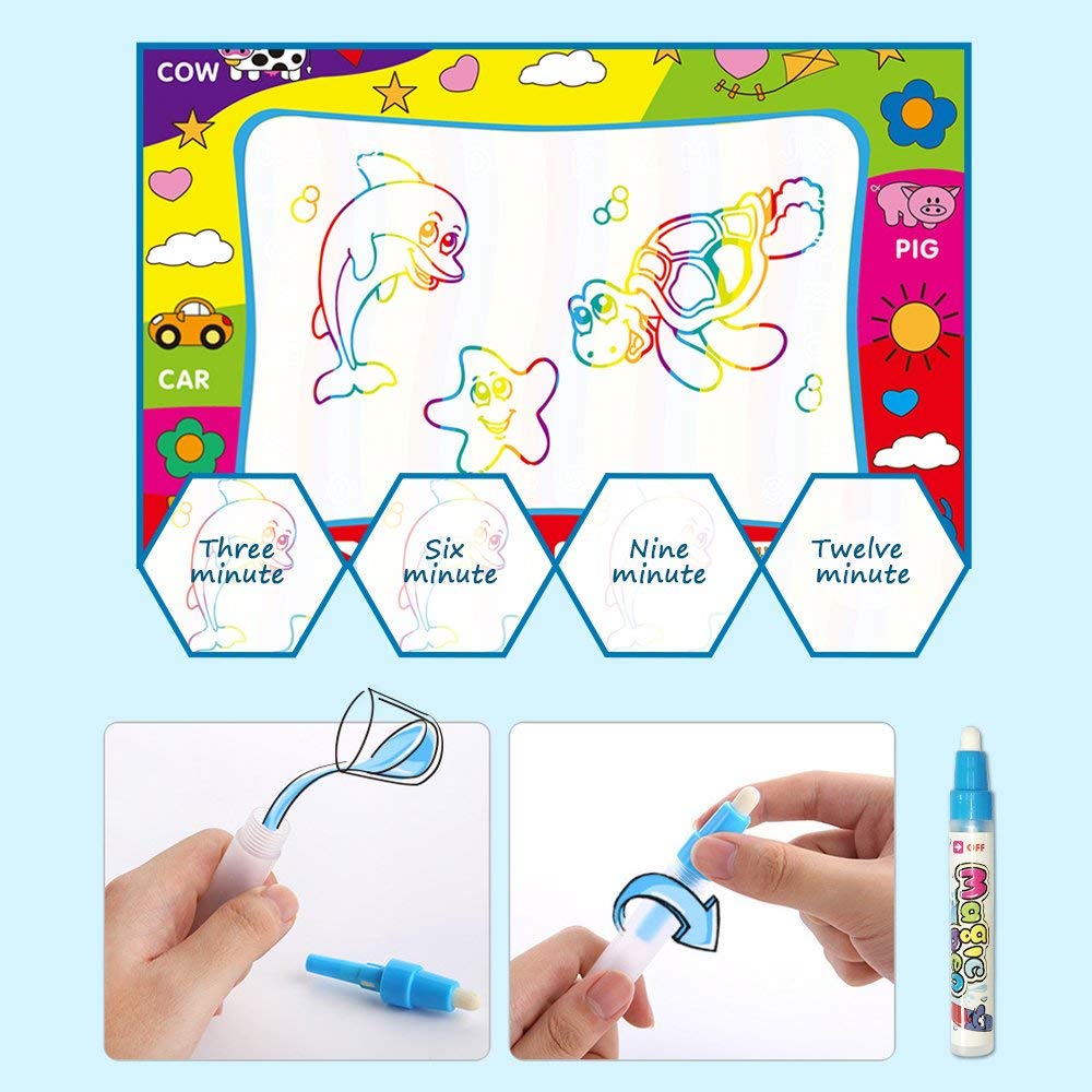 Magic Water Drawing Mat with Rainbow Color Swatches,Children Magic Water Drawing Mat Board,Educational Toy Gift for Kids - Image 3