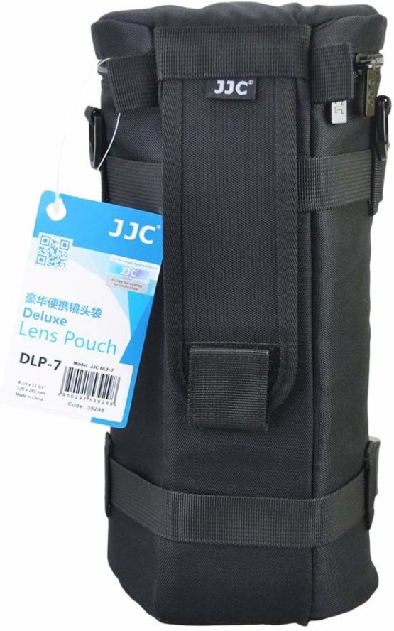 JJC DLP-7 130 x 310 mm Water Resistant Deluxe Lens Pouch with Strap - Black