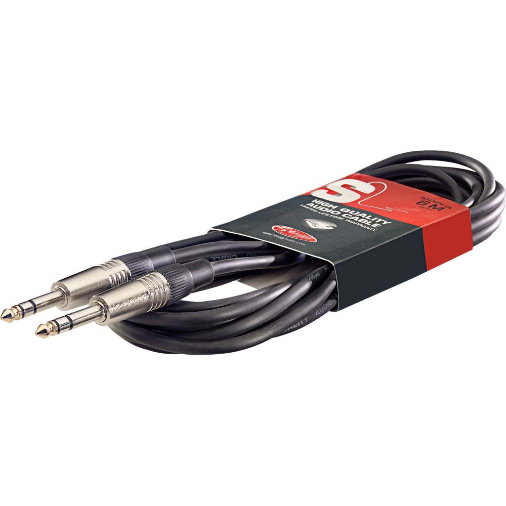 Stagg SAC6PS DL 6m/20 ft Deluxe Stereo Jack to Jack Cable, Black