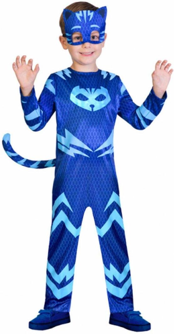 amscan 10132229 YOYO - CATBOY Jumpsuit Costume Set Design-1pc, Blue, Kids 3-4 Years