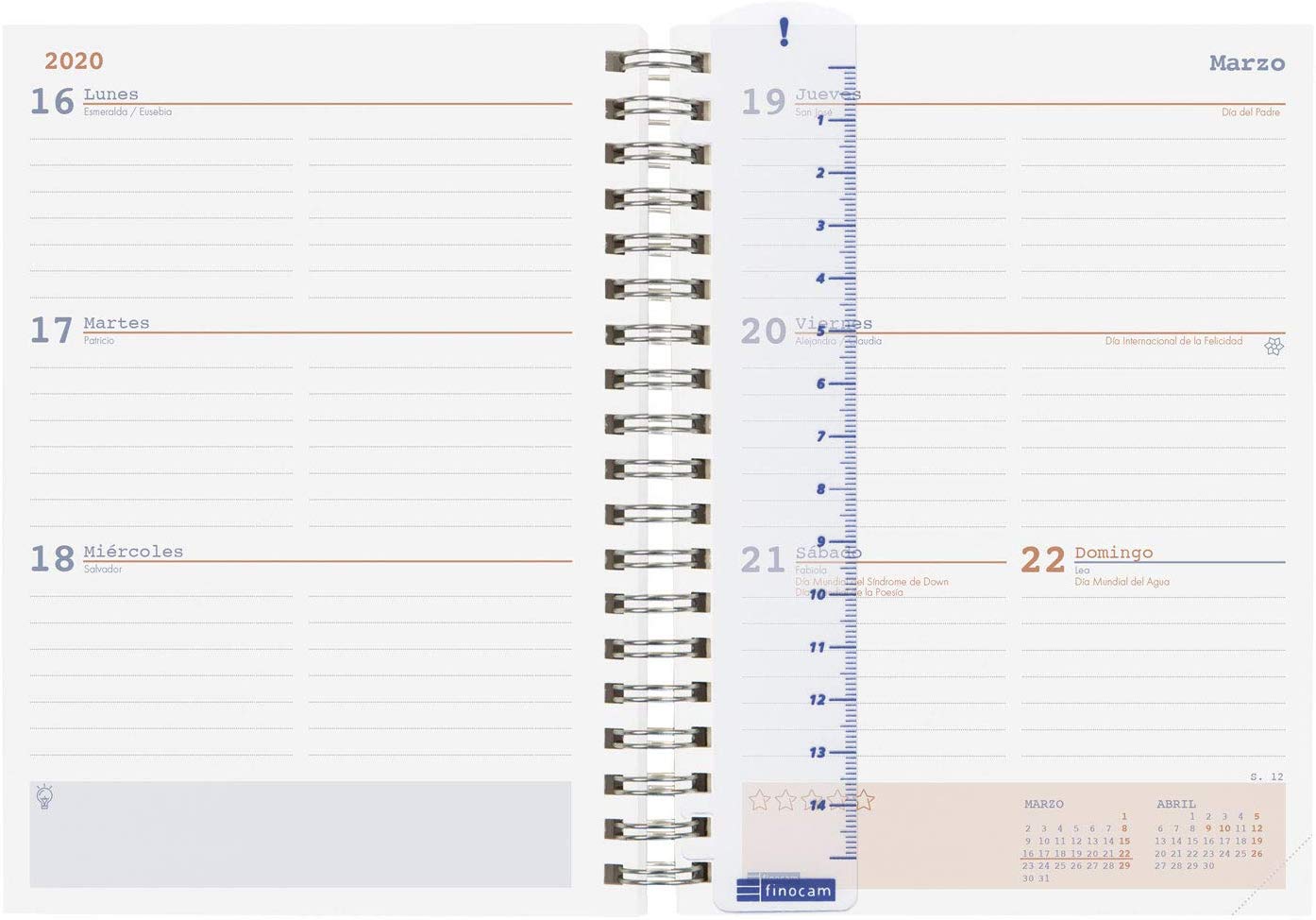 Finocam - Agenda 2019-2020 Week View Landscape Spanish Mini Institut Lobster, Red - Image 2