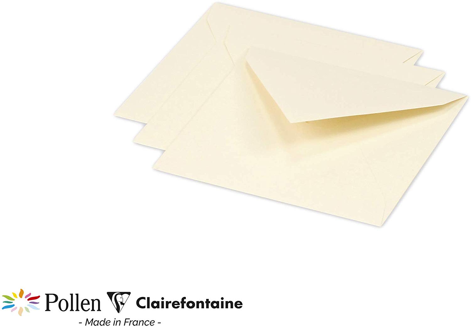 Clairefontaine 12017C Pack of 20 Gummed Envelopes Square Format 12x12cm 120gsm Cream colour Invitation Events Correspondence Pollen Range Premium Smooth Paper