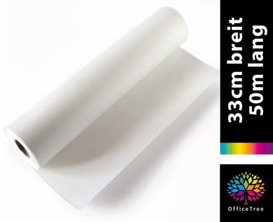 OfficeTree 50m Roll of Sketching Paper 33cm Width - 40g/m² Premium Quality - White - Sketching Paper for Technical Drawings