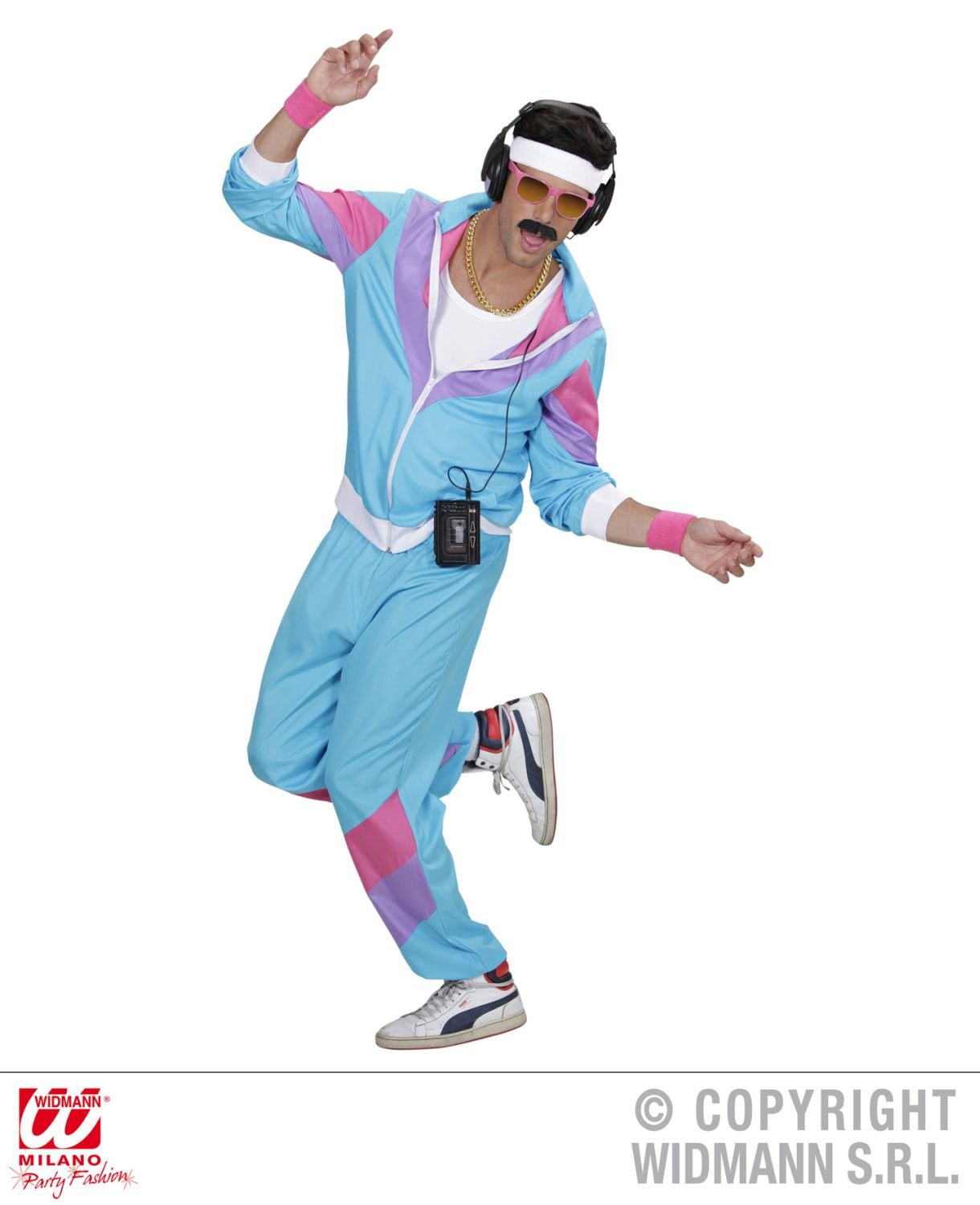 Widmann 80s/90s Tracksuit Costume/Outfit, Blue, Pink and Purple, Jacket and Trousers, Disco, Jogging Suit, Retro Style - Image 4