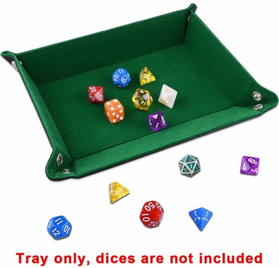 SIQUK Double Sided Dice Tray, Folding Rectangle PU Leather and Dark Green Velvet Dice Holder for Dungeons and Dragons RPG Dice Gaming D&D and Other Table Games - Image 4