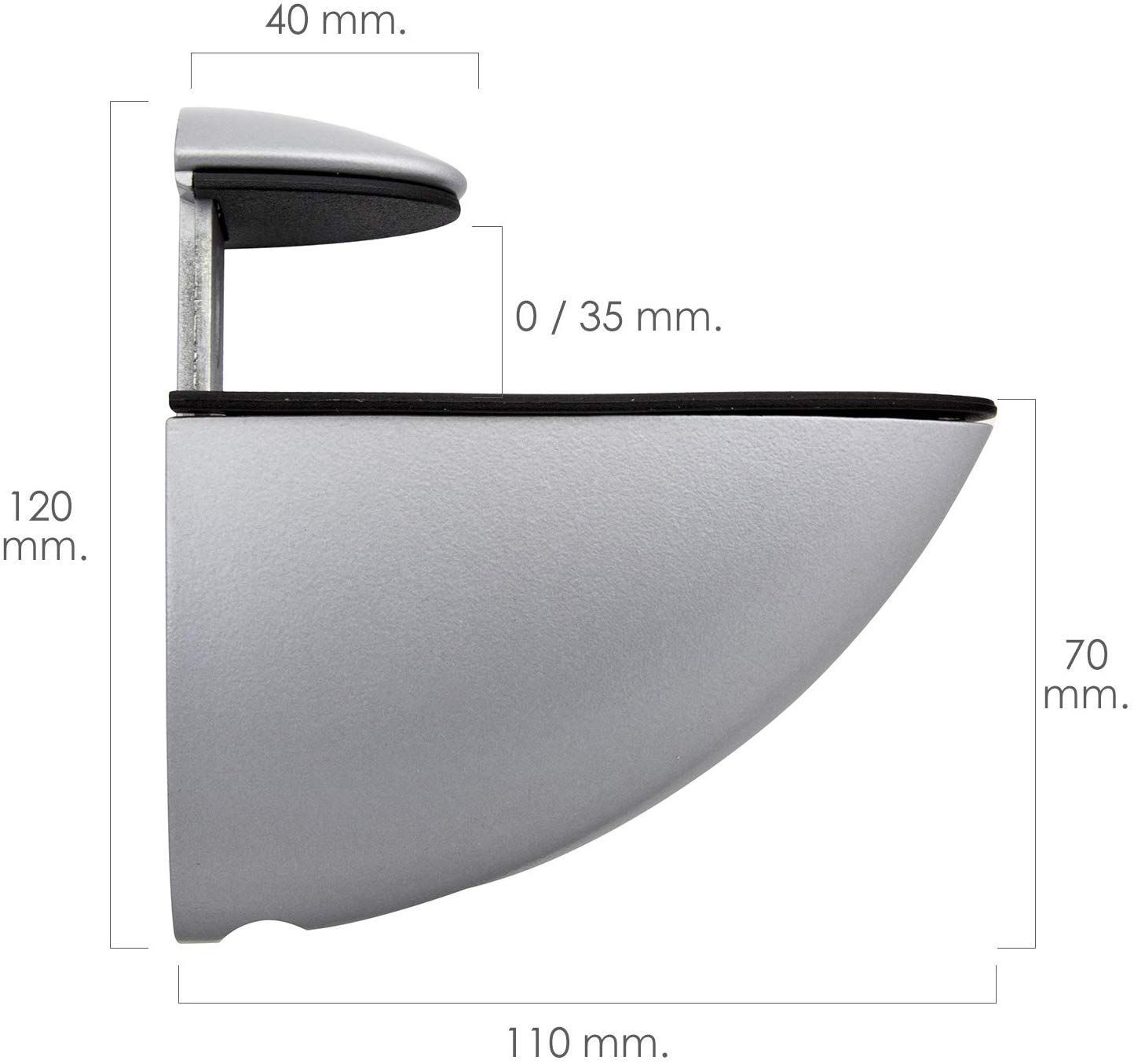 Adjustable Pelican Shelf Bracket 1/35 mm, Matte Chrome (1 Piece), Cromo - Image 2