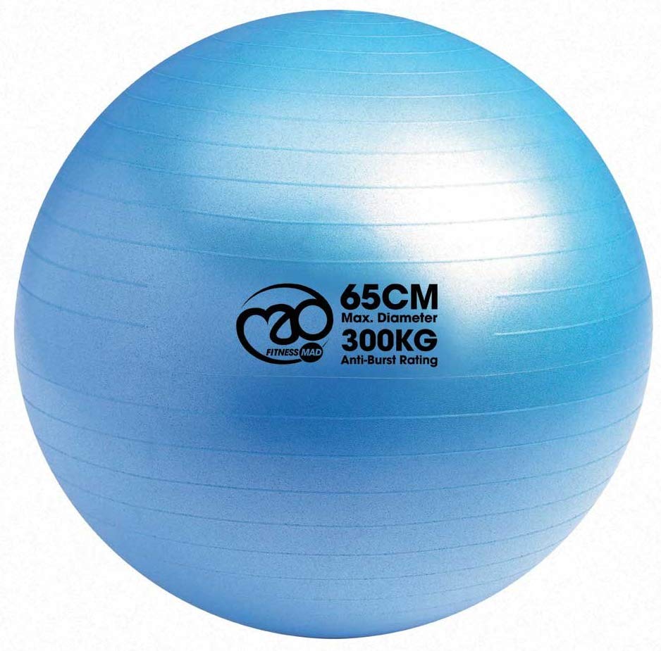 Fitness Mad Anti Burst Swiss Ball, 300 kg Load Tested Yoga Ball, 55 cm / 65 cm / 75 cm, Exercise Ball for Fitness PIlates