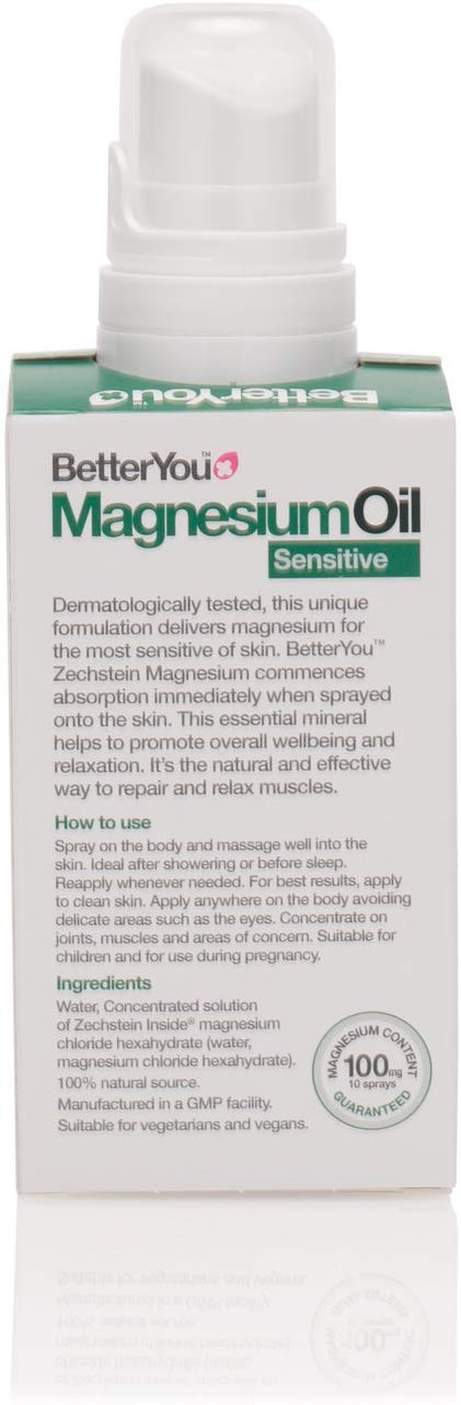 BetterYou Magnesium Sensitive Body Spray | Pure, Clean and Natural Source of Magnesium Chloride | Magnesium Spray | Vegan & Palm-Oil Free | 100ml (600 Sprays) - Image 2