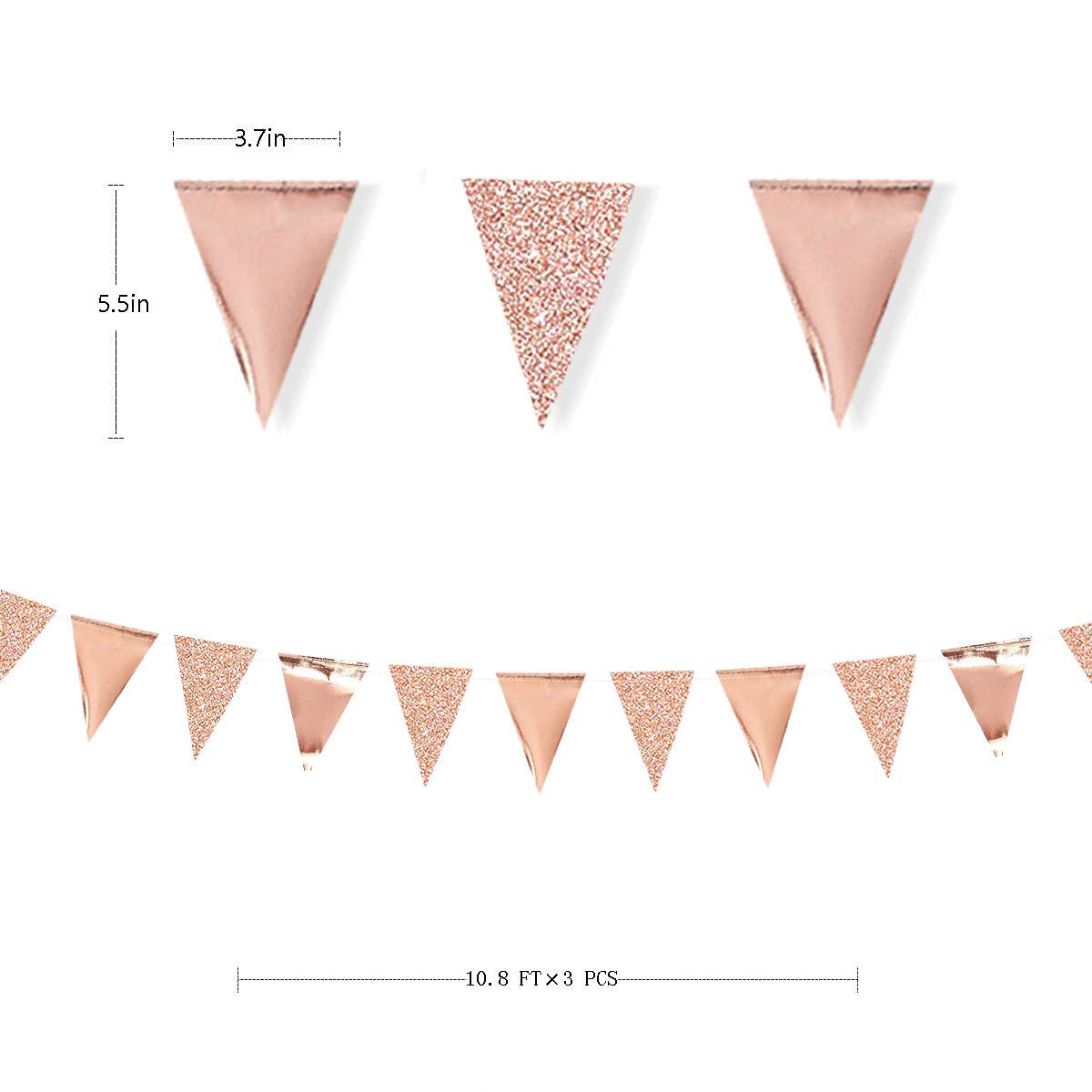 30 Feet Double Sided Glitter Paper Triangle Flag Bunting Pennant Banner ...