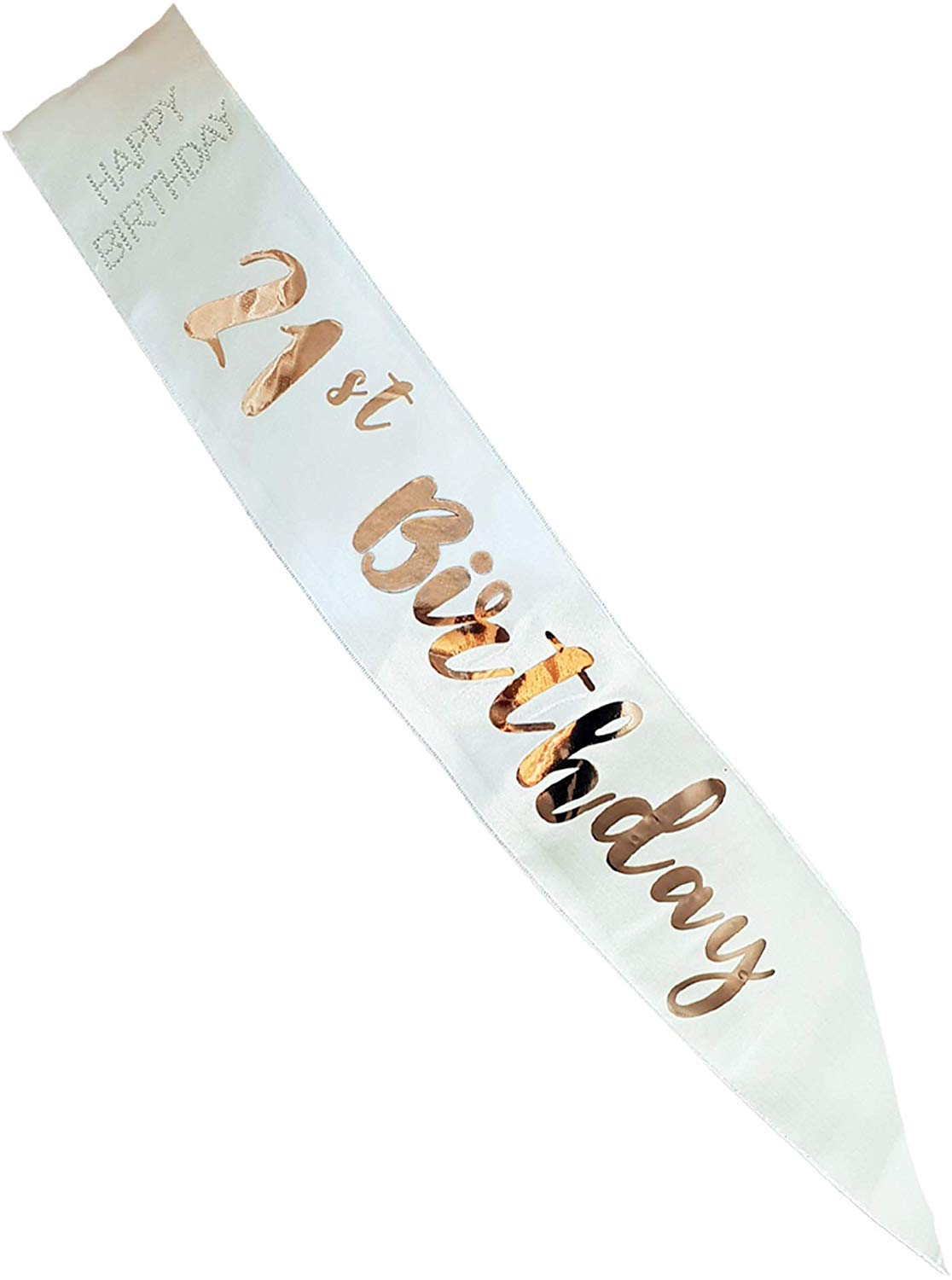 Alandra Birthdays RGS-21 21st Cream & Rose Gold Metallic Birthday Sash, One Size - Image 2