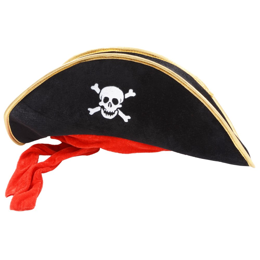 Wicked Costumes Pirate Hat Black Outfit Accessory for Caribbean Fancy Dress, Multicoloured