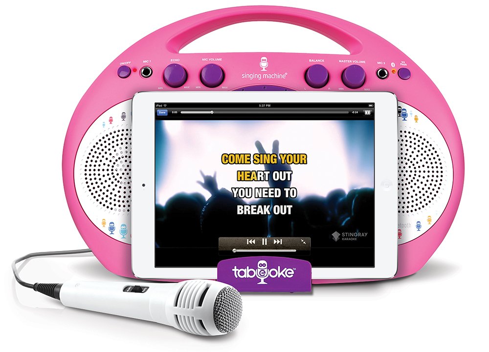 Singing Machine iSM398PP Bluetooth Tablet Karaoke Machine with Microphone, Pink/Purple, Purple/Pink - Image 2