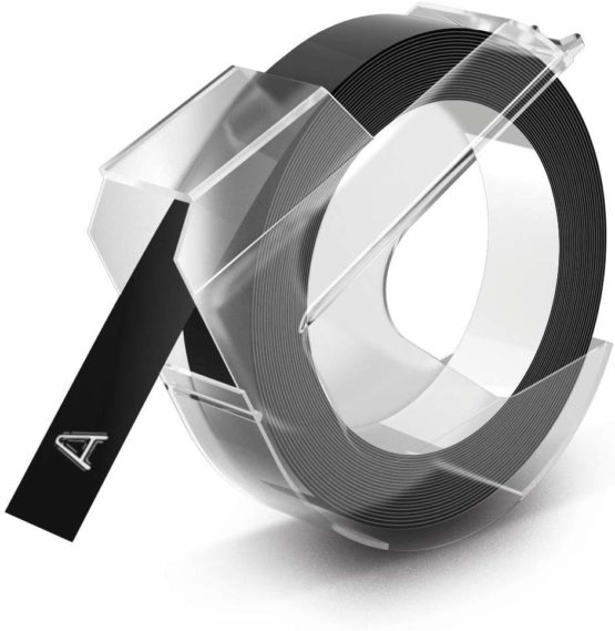 Dymo Embosser Tape 9 mm - White on Black