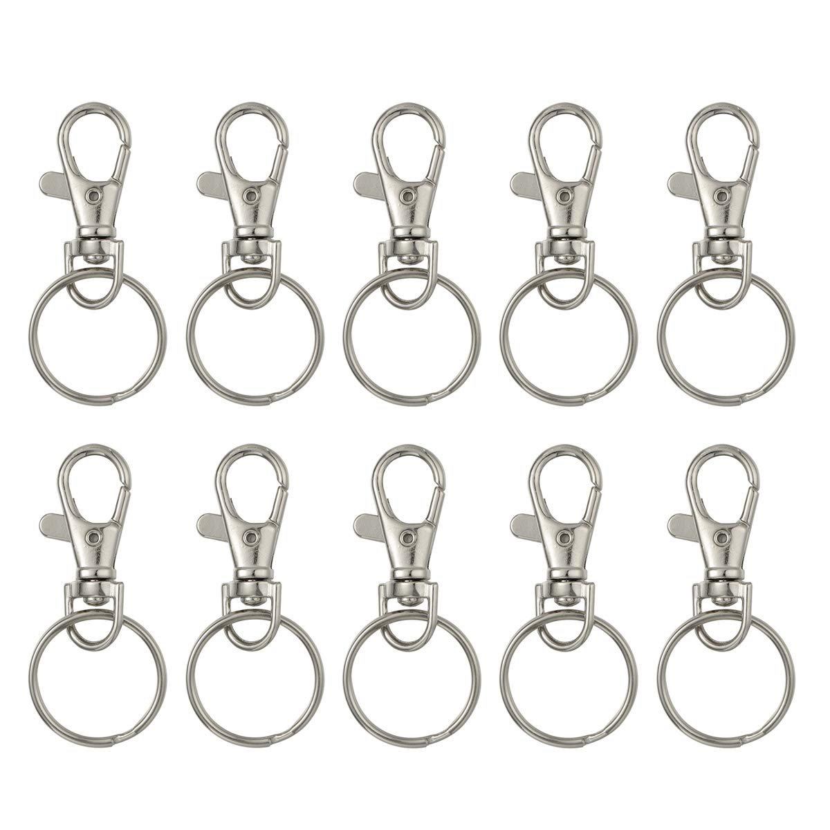 WINOMO Key Clasp Key Ring Clasp 200pcs 25mm Crayfish Fob with Ring Crayfish Charm Chain and Chain with 20 Sets of Large-Sized Detachable Swivel Lobster Clasps Chains