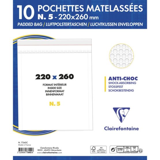 Clairefontaine 7345C - Extra White Kraft Padded Peel and Seal Envelopes, 215 x 265 mm, 90 g - Film Wrapped Pack 10 - Image 2