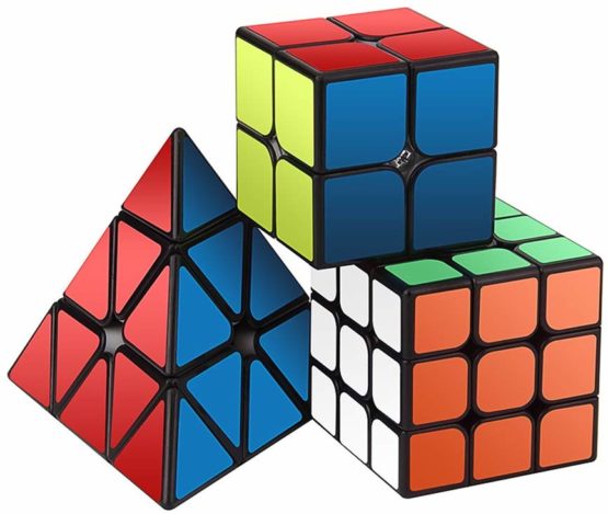 ROXENDA Original Cube Set, Magic Cube Set of 2x2 3x3 Pyramid Cube Smooth Puzzle Cube -Sticker