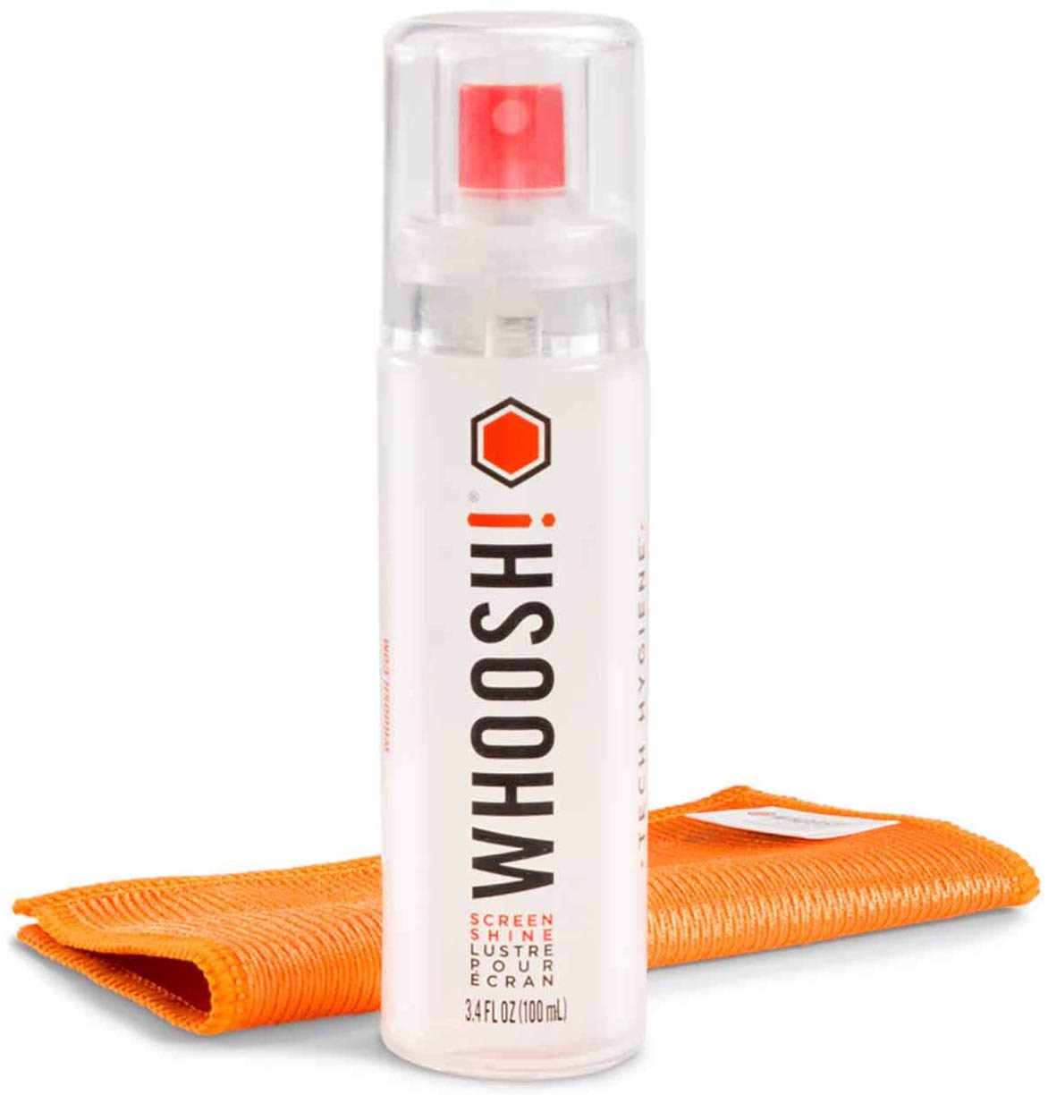 WHOOSH! Screen Shine Go XL Laptop Screen Cleaner, 100 mL Sleek Bottle with Microfiber Cloth, Powerful