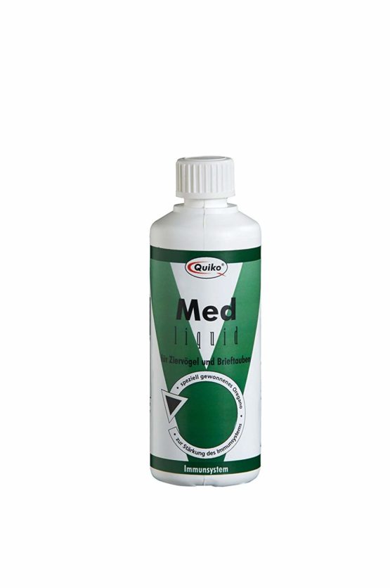 Quiko Med Liquid is a supplement with a special oregano extract for birds in Liquid form, for canaries, racing pigeons and chickens - To strengthen the immune system, 100 ml