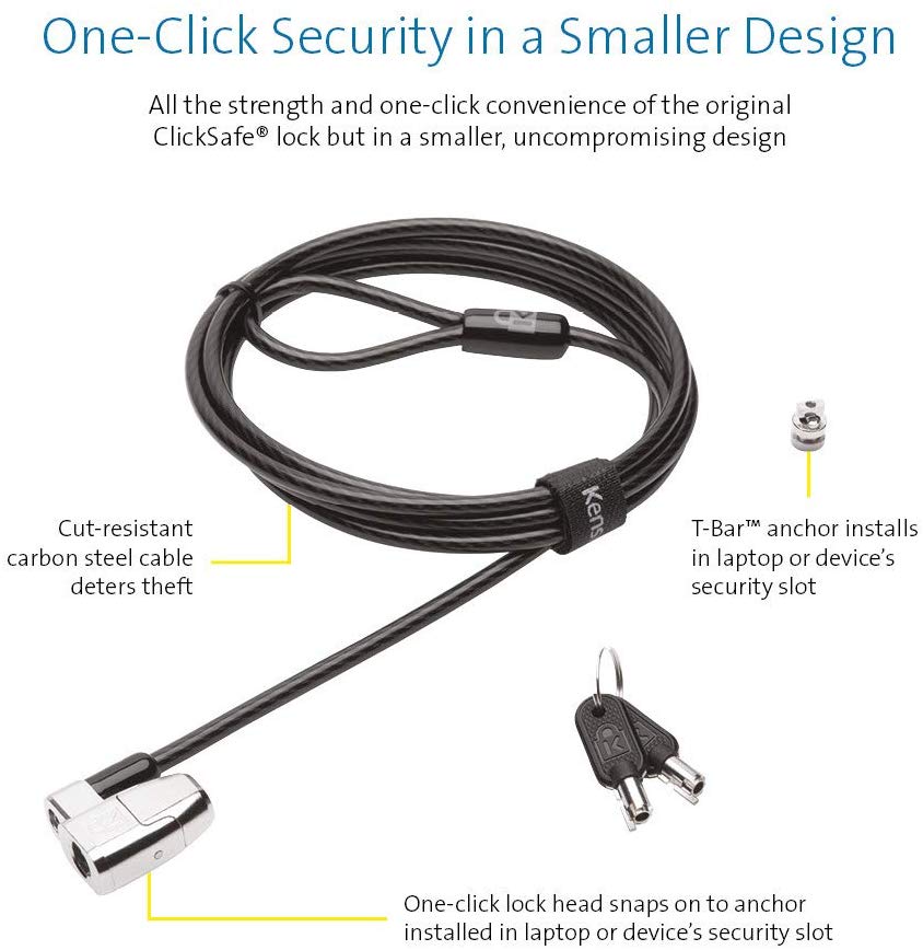 Kensington ClickSafe® 2.0 Lock - Keyed, Black, ClickSafe 2.0 - Image 2