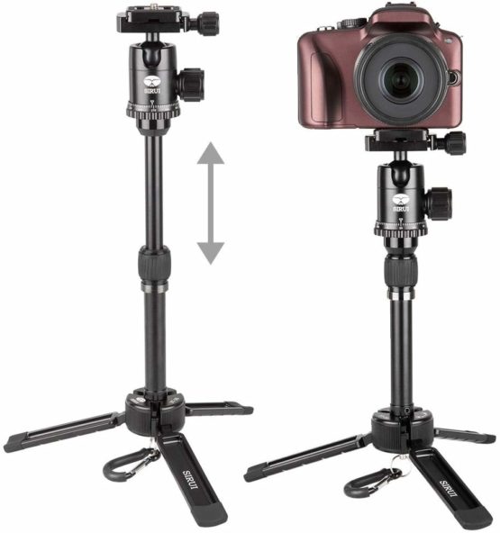 SIRUI 3T-35K Mini Tripod Aluminum Tabletop Handheld Tripod with Ball Head and Central Column Load Capacity Up to 4kgs, Black - Image 3