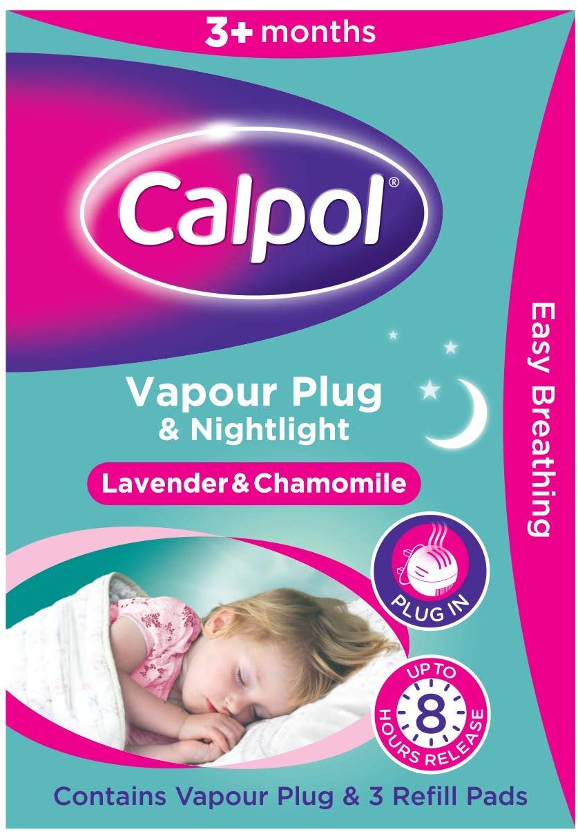 Calpol Vapour Plug Nightlight Lavender Chamomile 3+ Months, 3 Refills (Blue Light Version), New
