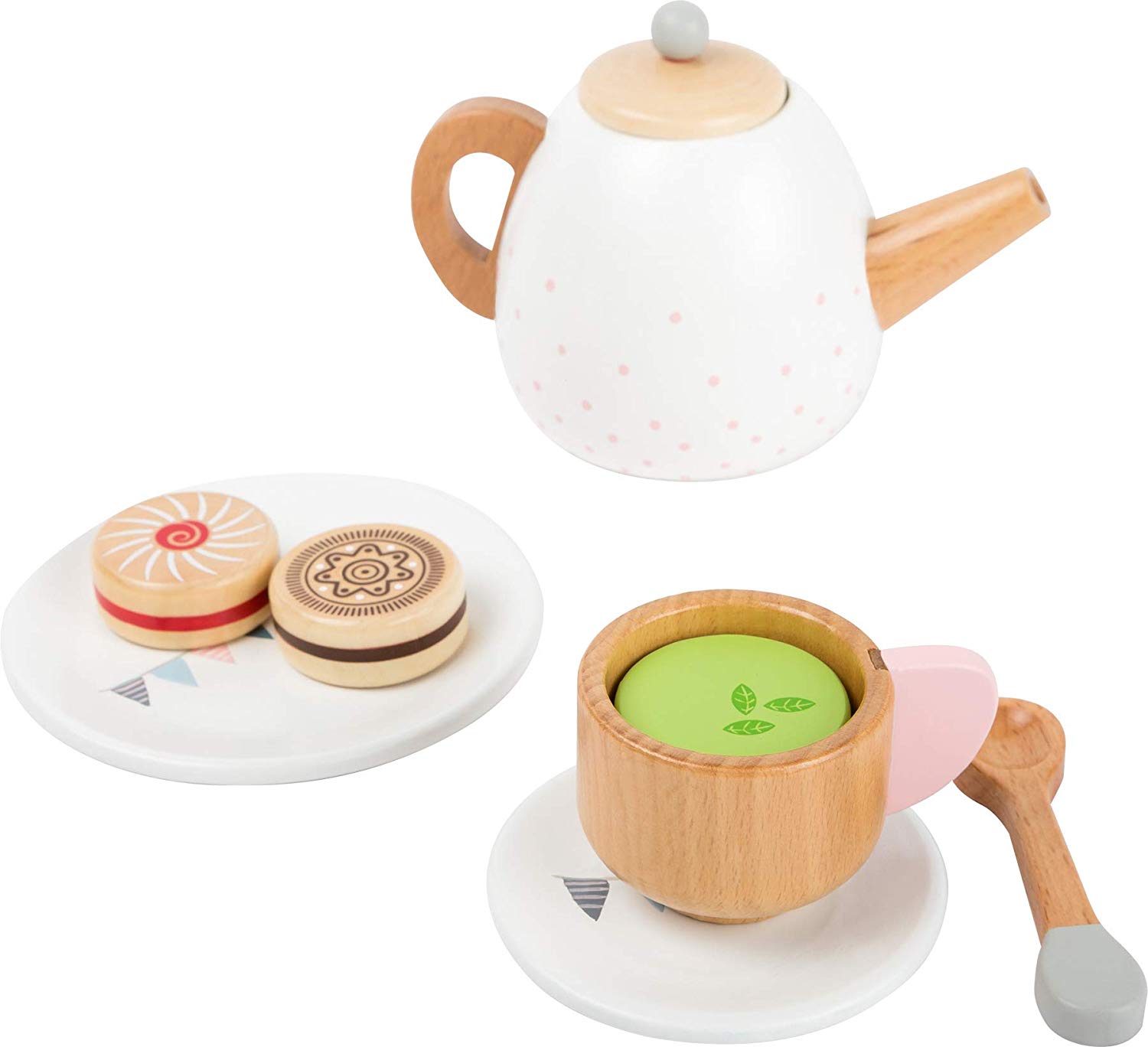 small foot 11214 Wooden Tea Set "Children's Kitchen", accessories for play kitchen with 17 parts, from 3 years
