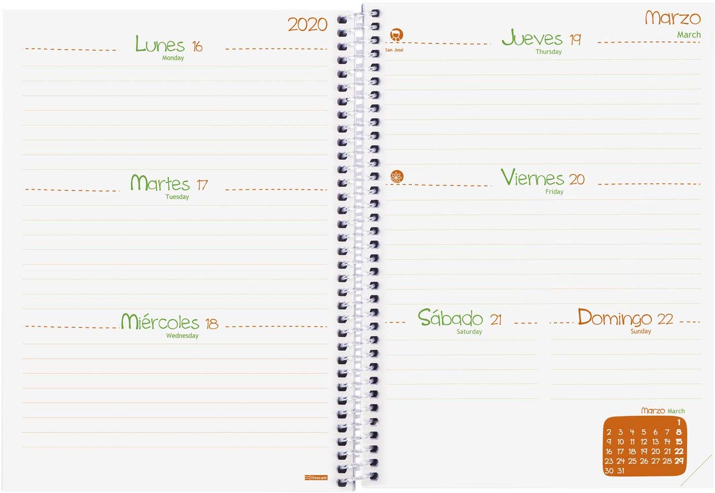 Finocam - Agenda 2019-2020 Week View Landscape Spanish Basic Monsters, multicoloured - Image 2