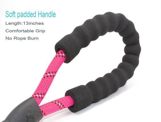 ADOGO® Rope Dog Lead with Soft Padded Handle and Reflective Threads Nylon Durable Dog Leash Safety 5FT Mountain Climbing Rope Twist Dog Lead For Small Medium Large Dogs - Image 3