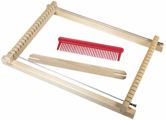 Rayher 7202200 Wooden Weaving Loom with Weaving Shuttle and Comb, Lap Loom Kit Suitable for Children and Beginners, 18.5 x 29 cm - Image 2