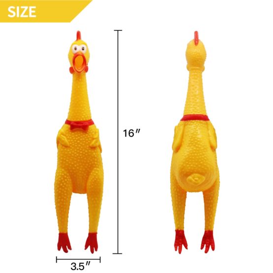 Novelty Place [Extra Load Squawking Chicken Dog Toys - Large 16” - Yellow Rubber Squeeze Squeaky and Screaming Chicken for Pets or kids - Image 2