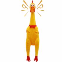 Novelty Place [Extra Load Squawking Chicken Dog Toys - Large 16” - Yellow Rubber Squeeze Squeaky and Screaming Chicken for Pets or kids