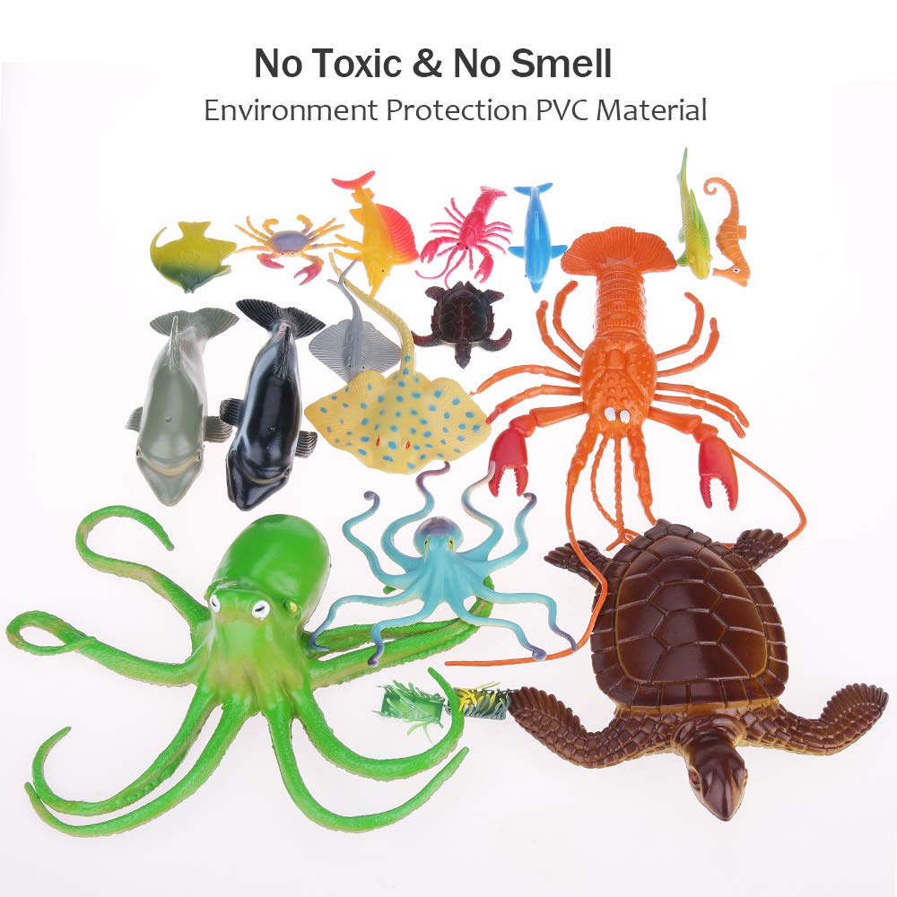 Nabance Large Sea Animal Figures Toys 18PCS Plastic Sea Creatures for Bath Ocean Animals Figures Learning Colour Toy Educational for Child Kids Toddler Gift - Image 2