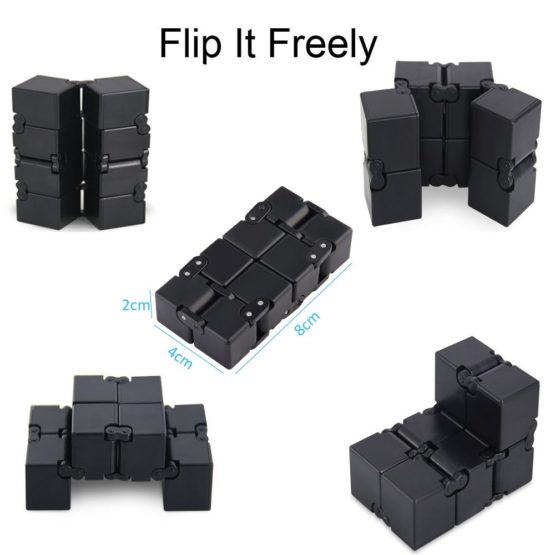 Funxim Infinity Cube Fidget Cube Toy suitable for Adults & Kids, New Version Fidget Finger Toy Stress and Anxiety relief, Killing Time Fidget Toys Infinite Cube suitable for Office Staff (Black) - Image 2