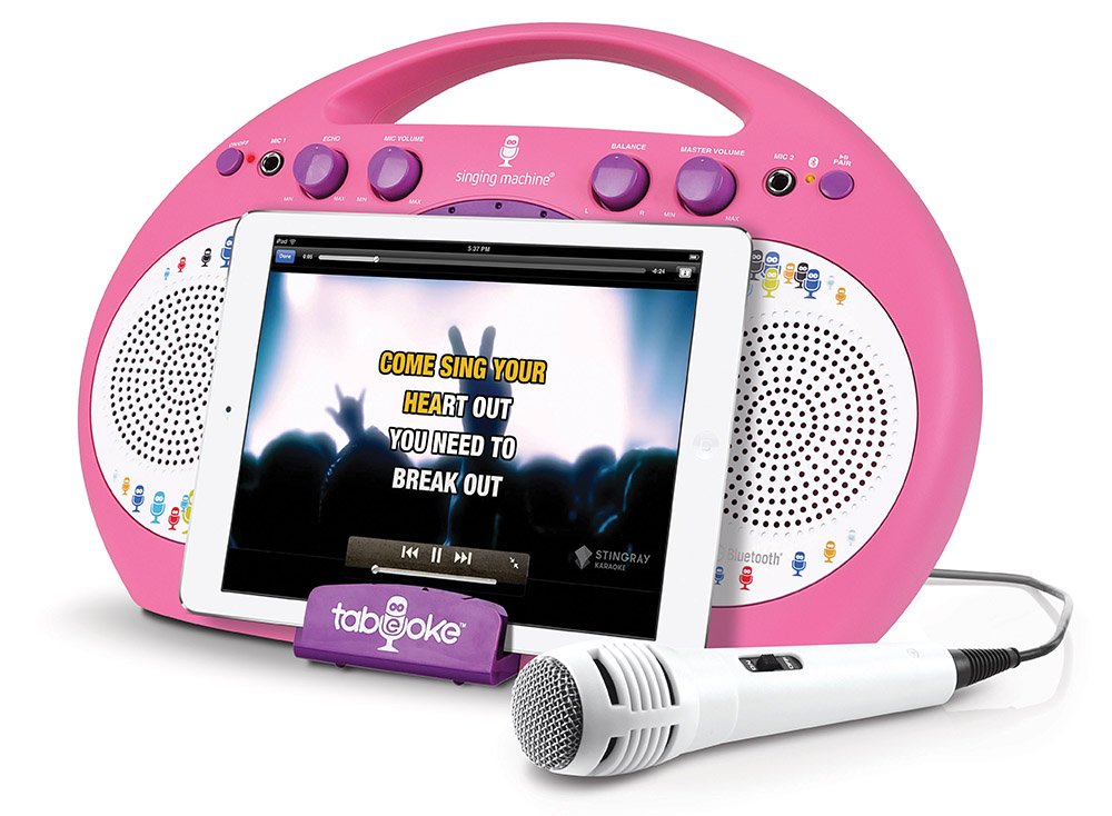 Singing Machine iSM398PP Bluetooth Tablet Karaoke Machine with Microphone, Pink/Purple, Purple/Pink - Image 4