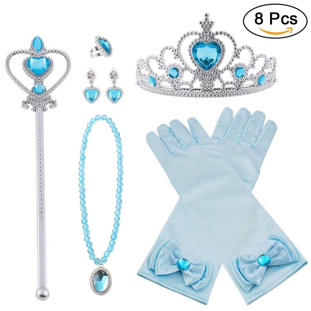 Vicloon Princess Dress Up Accessories, 7PCS Princess Costumes Set, Included Princess Crown, Gloves, Magic Wand
