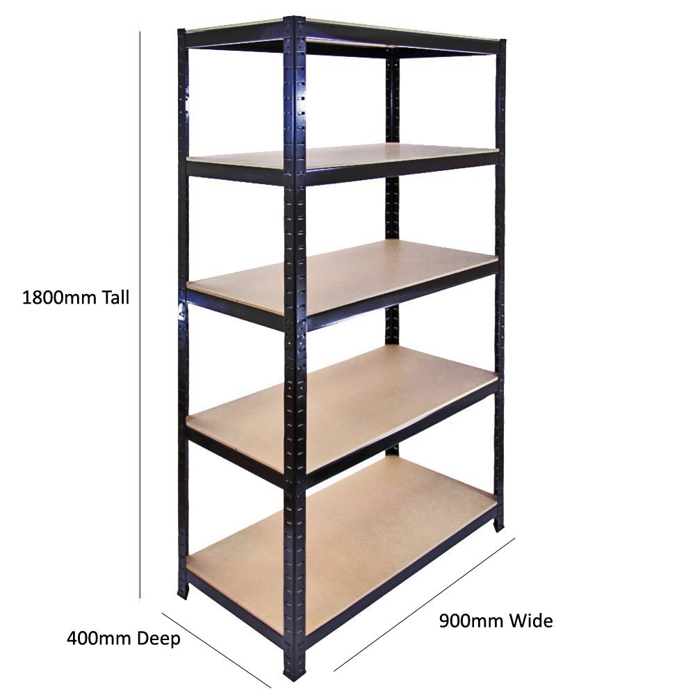 The Shopfitting Shop 5 Tier Boltless Garage Shelving Workshop Storage Racking Shelves Heavy Duty Metal 1800 x 900 x 400 - Image 2
