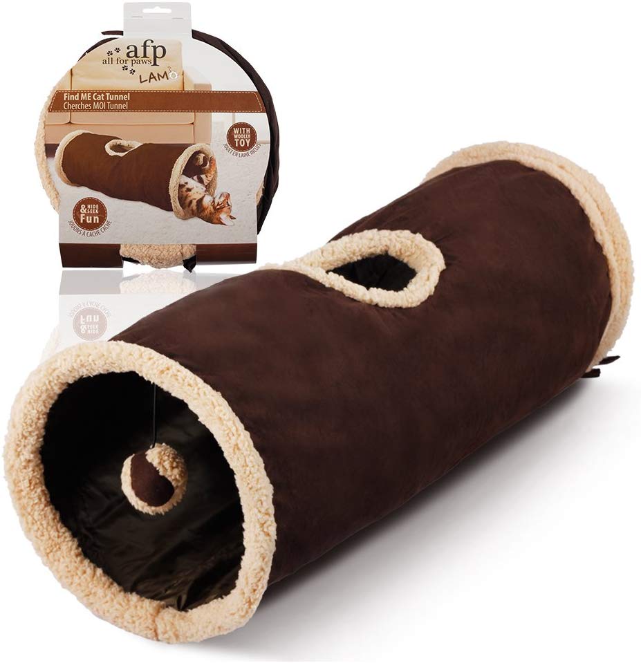 All For Paws Lambswool Find Me Cat Tunnel (Colour May vary and Random colour delivered), 66CM - Image 3