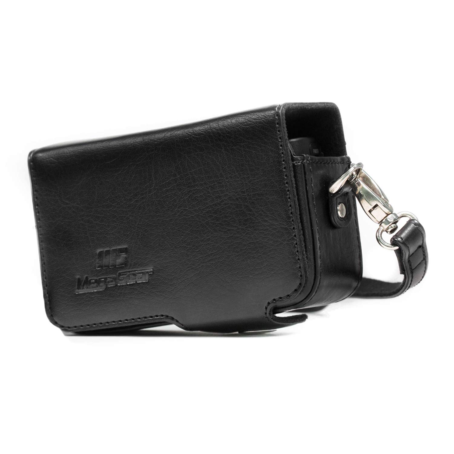 MegaGear MG885 Sony Cyber-shot DSC-HX99, DSC-HX95, DSC-HX80, DSC-HX90V, DSC-WX500 Leather Camera Case with Strap - Black