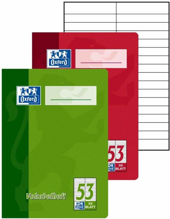 Oxford 100050398 Small Vocabulary Book School 10-pack A6 format with 2 Columns 32 Sheets Assorted Red and Green - Image 2