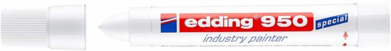 edding 950 Industry Painter - White - 10 Pens - Round Tip 10 mm - Marker for Writing on Metal, Rocks, Wood - Rough Or Wet Surfaces - Permanent, Waterproof