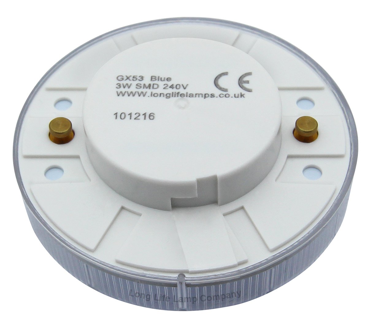 Long Life Lamp Company 3watt Blue GX53 LED Light Bulb Replacement for CFL Round - Image 3