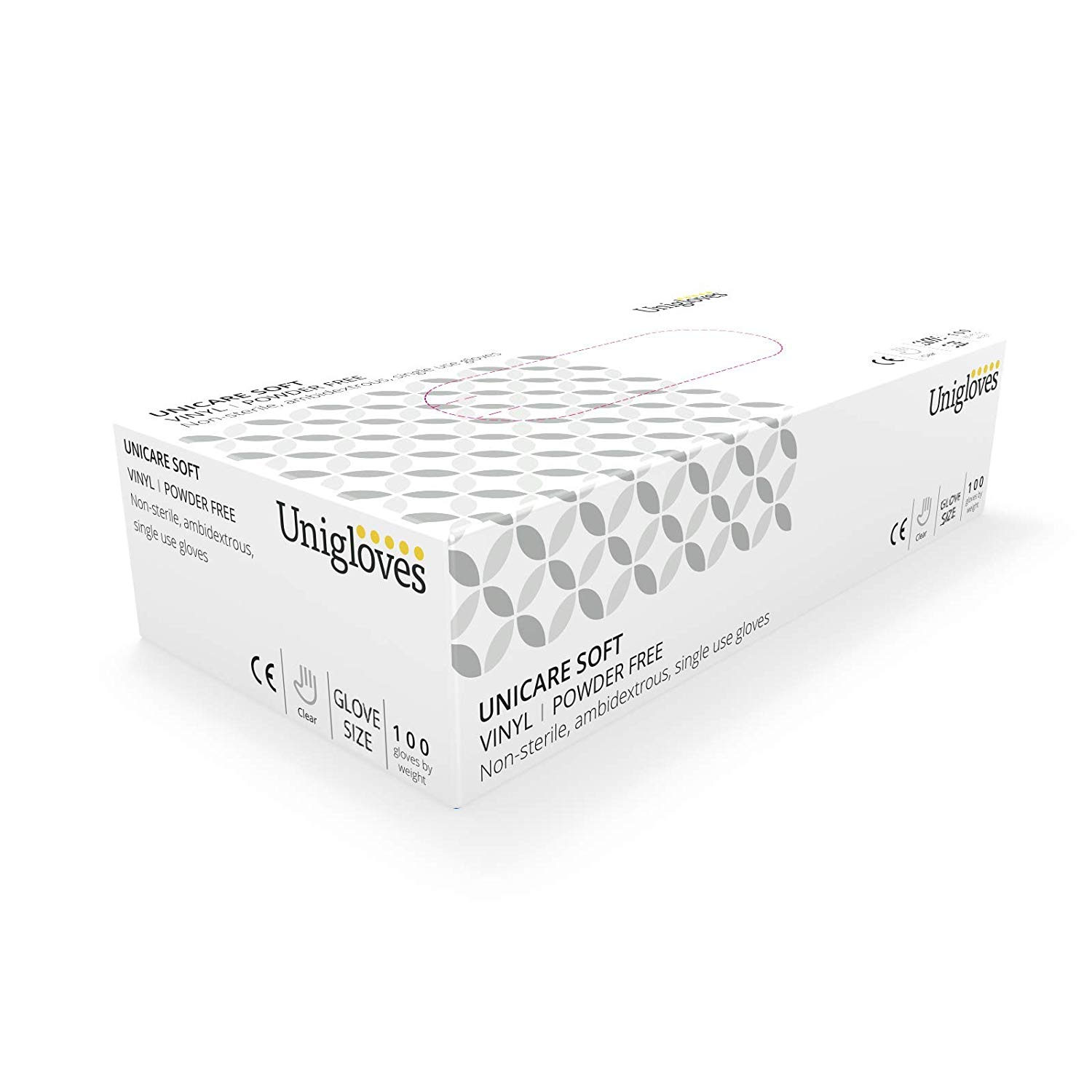 Unigloves Unicare Clear Vinyl GS0063-A Examination, Multipurpose, Powder Free and Latex Free Disposable Gloves