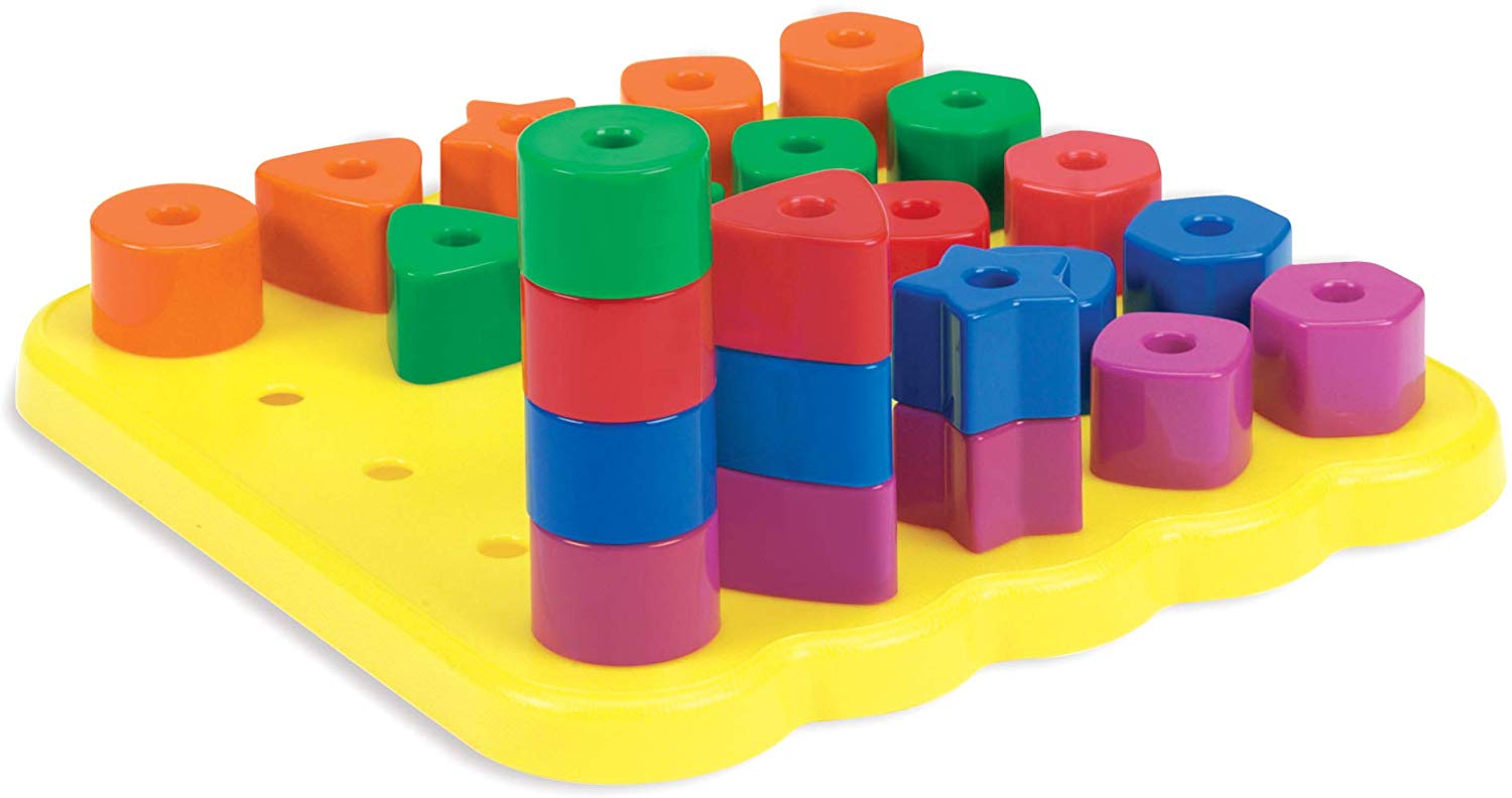 Learning Resources Stacking Shapes Peg Board - 25 Piece - Ages 3-6, Multicolor, Large - Image 3