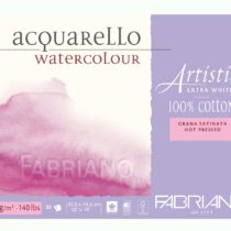 Fabriano - Artistico - 00303045 - Watercolour Paper Block, Hot Pressed, 300 gsm, 30.5 x 45.5 cm, 12 x 18" - 20 Sheets - Extra White