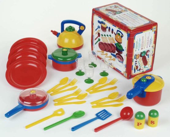 Theo Klein 9194 Emma's Kitchen Large Set of Pots and Pans I Brightly-Coloured, Robust Crockery I With Pressure Cooker, Cooking Utensils, Frying Pan and Lots More - Image 2